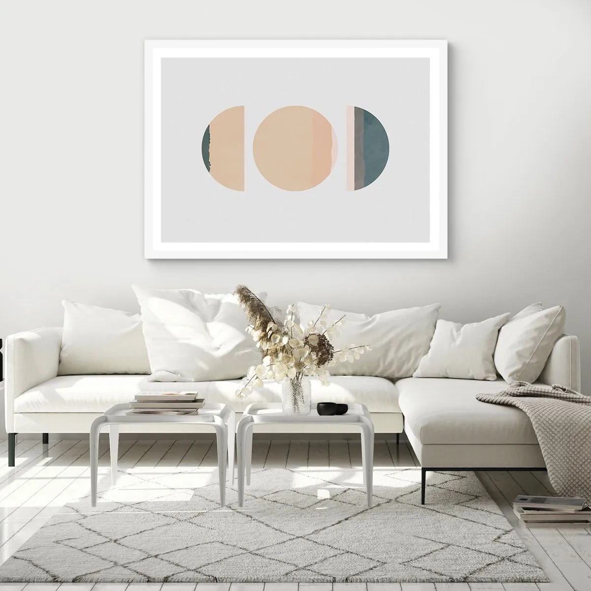 Pôster em moldura branca - Círculo entre círculos - 100x70 cm