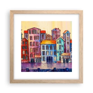 Pôster com moldura de carvalho claro - Uma cidade como de um conto de fadas - 30x30 cm