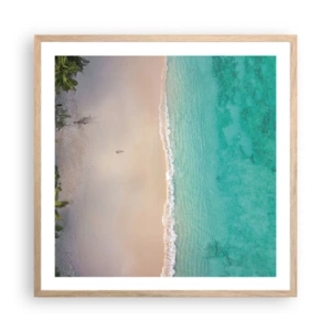 Pôster com moldura de carvalho claro - Praia do paraíso - 60x60 cm