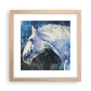 Pôster com moldura de carvalho claro - Retrato com um brilho azul - 30x30 cm