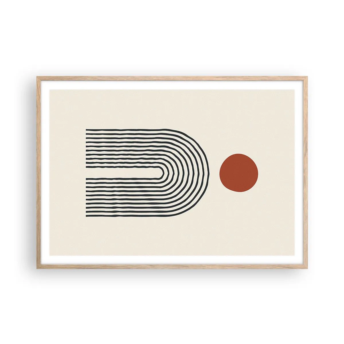 Pôster com moldura de carvalho claro - Magnetismo de formas e cores - 100x70 cm