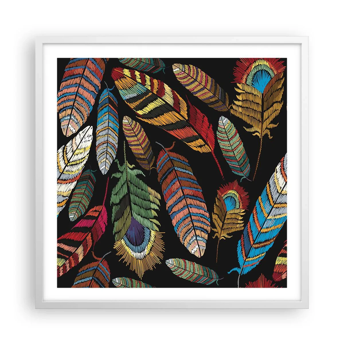 Pôster em moldura branca - O carnaval dos pássaros - 60x60 cm