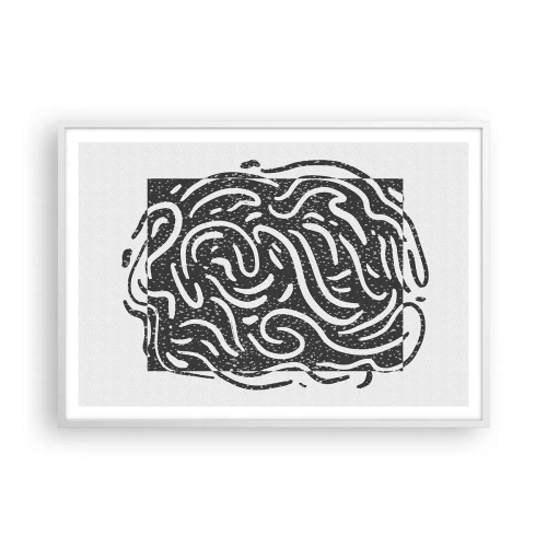 Pôster em moldura branca - Resumo: dança da alegria - 100x70 cm