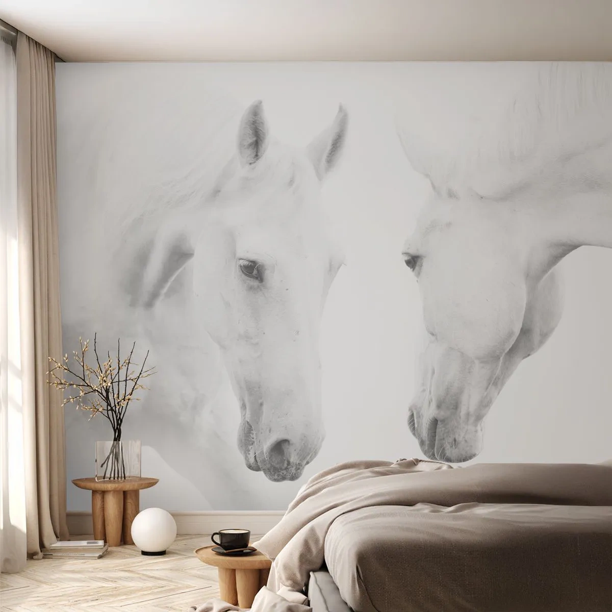 Papel de Parede Autocolante Deluxe Sticker - Será amizade...? - Cavalos, Natureza, Animais - 250x175 cm