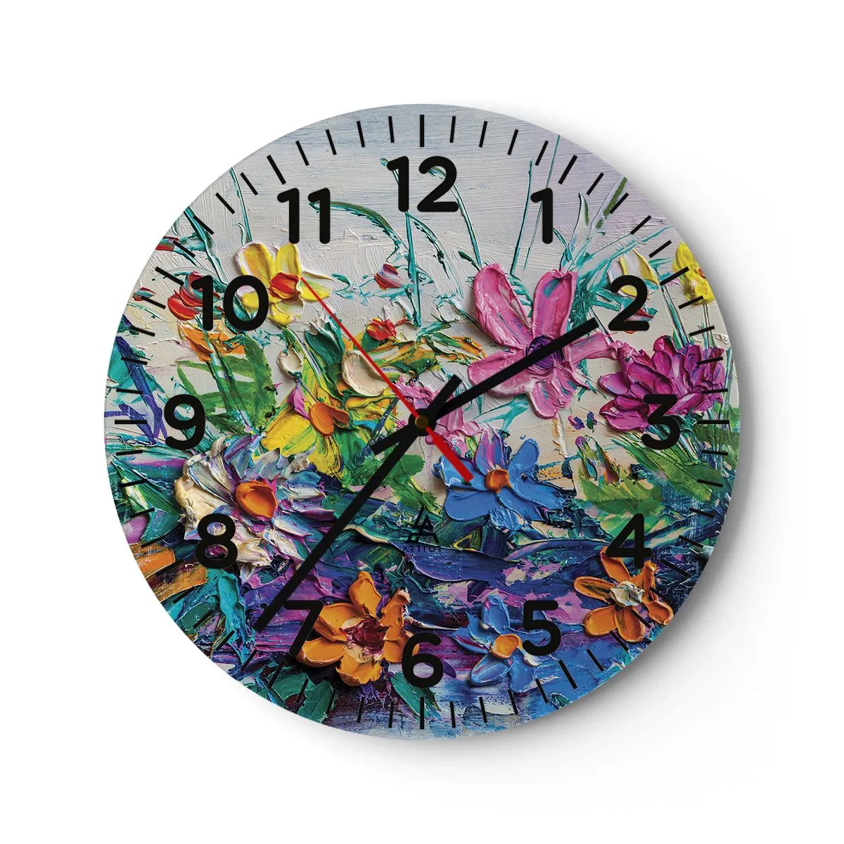 Relógio de parede - Relógio em vidro - Não é de todo natureza morta - 30x30 cm