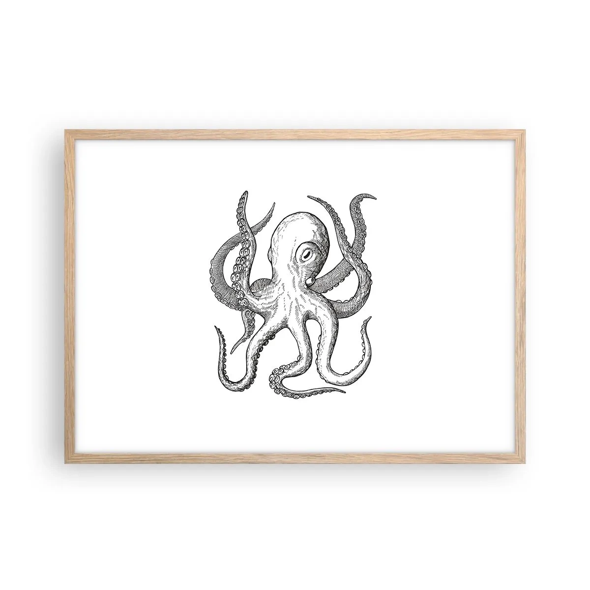 Pôster com moldura de carvalho claro - Dançando com as ondas - 70x50 cm