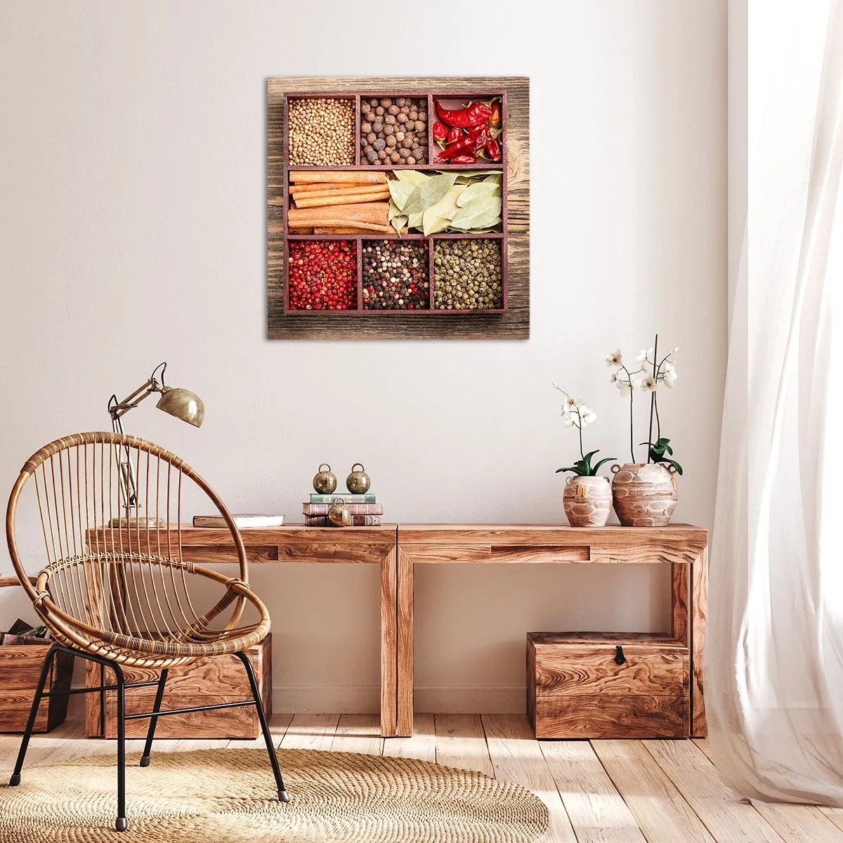 Quadro em tela - Ordem das formas, um ramo de aromas - 30x30 cm