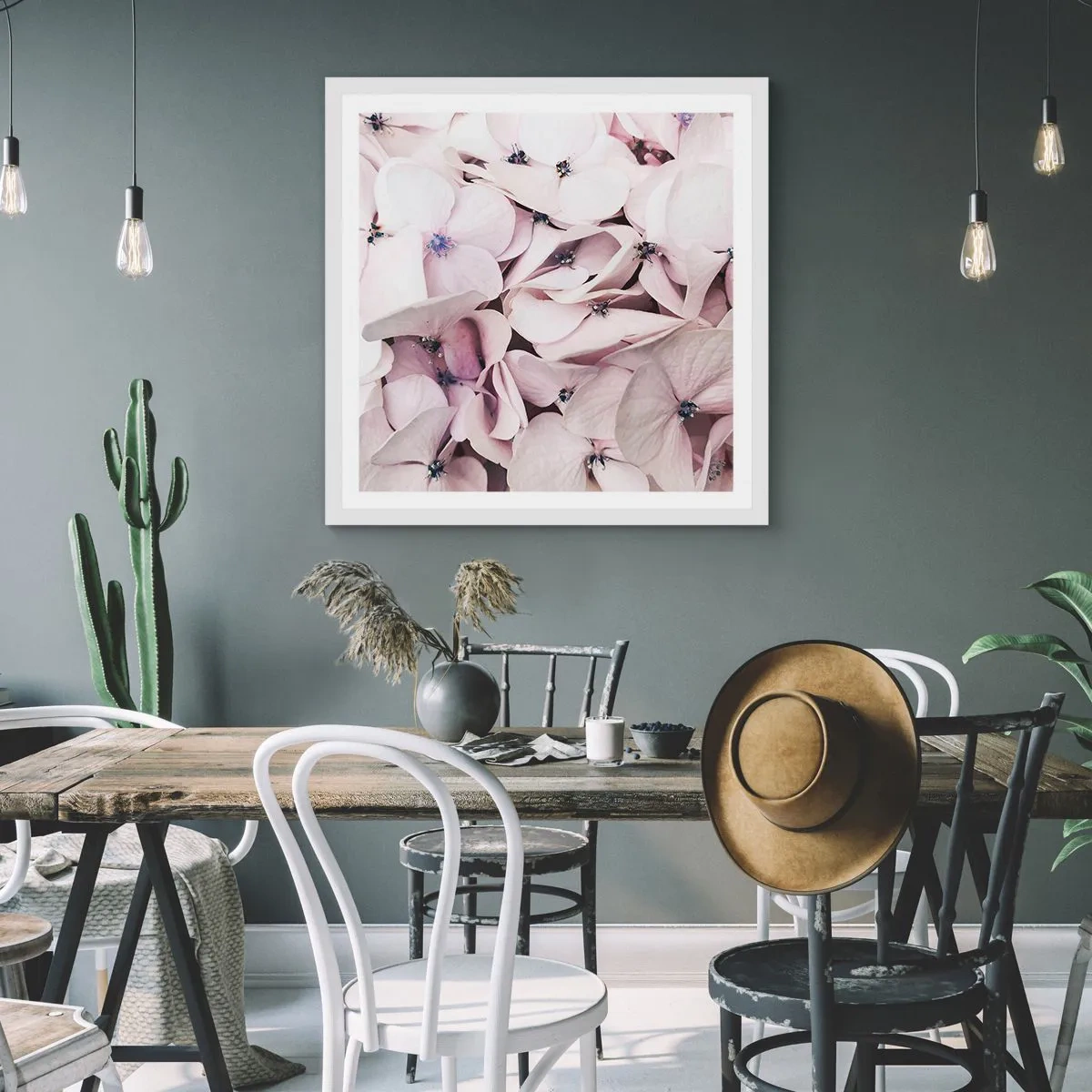 Pôster em moldura branca - Em uma inundação de flores - 30x30 cm