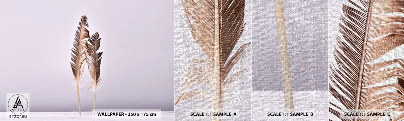 Amostra de papel de parede Premium Canvas - Contra o nada - Pena de pássaro, Pedaço, Gráficos - 100x30 cm