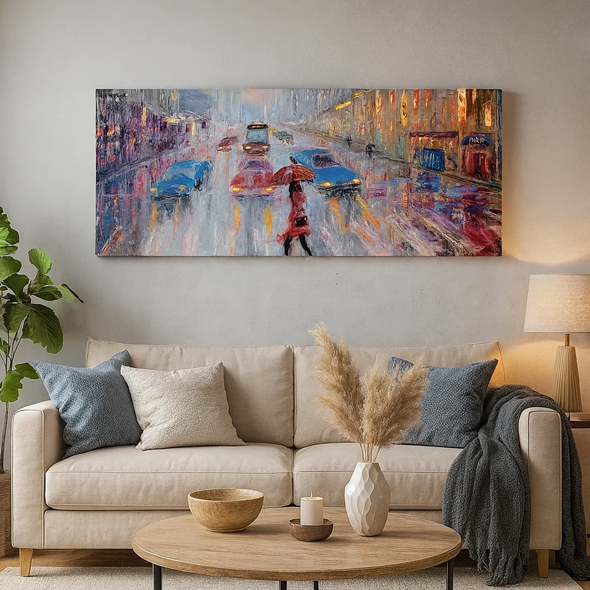 Quadro em tela - Tarde chuvosa na cidade - 30x30 cm