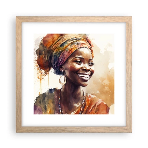 Pôster com moldura de carvalho claro - Rainha africana - 30x30 cm