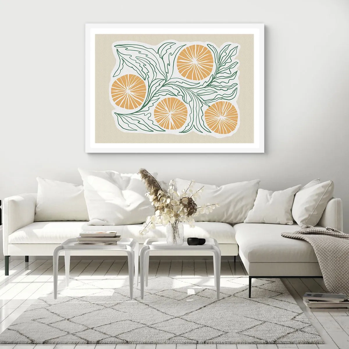 Pôster em moldura branca - Étnico com um toque de abstração - 40x30 cm