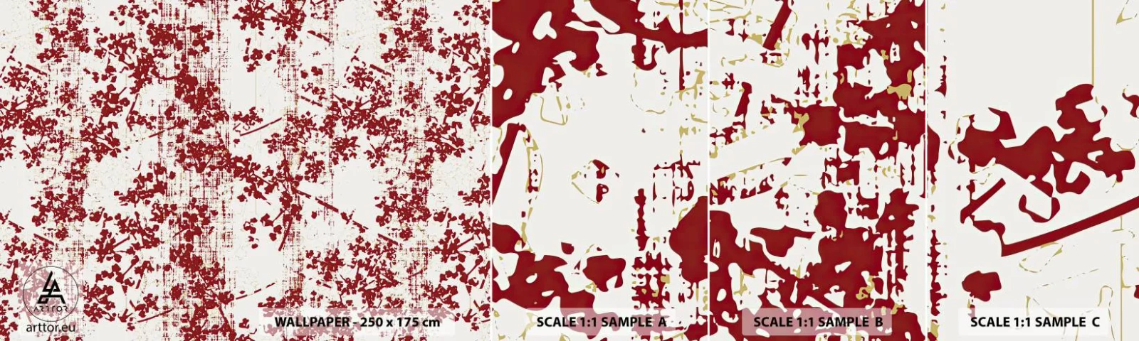 Amostra de papel de parede autocolante Deluxe Sticker - Como chita antiga - Idoso, Padrão, Flores - 100x30 cm