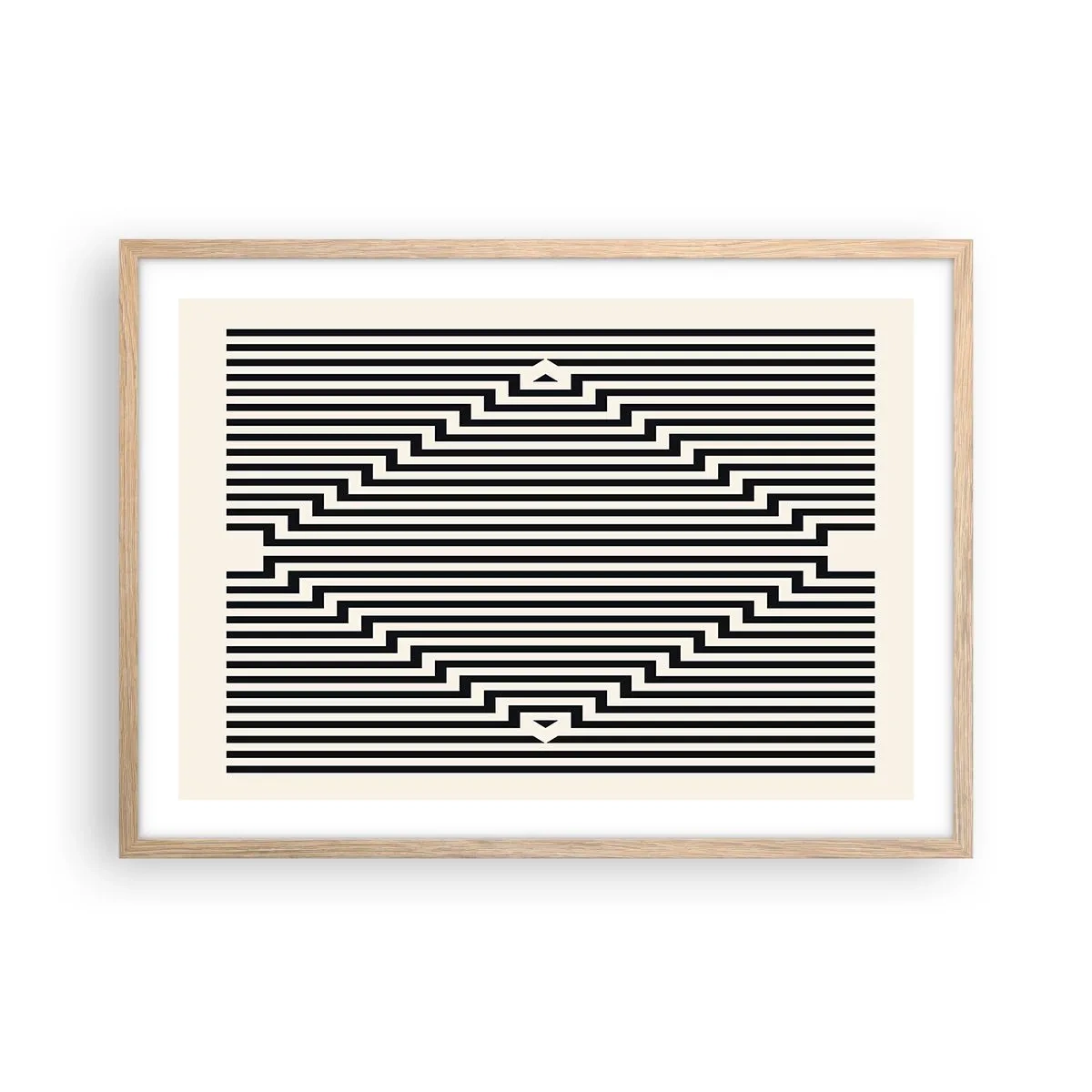 Pôster com moldura de carvalho claro - Ilusão geométrica - 70x50 cm