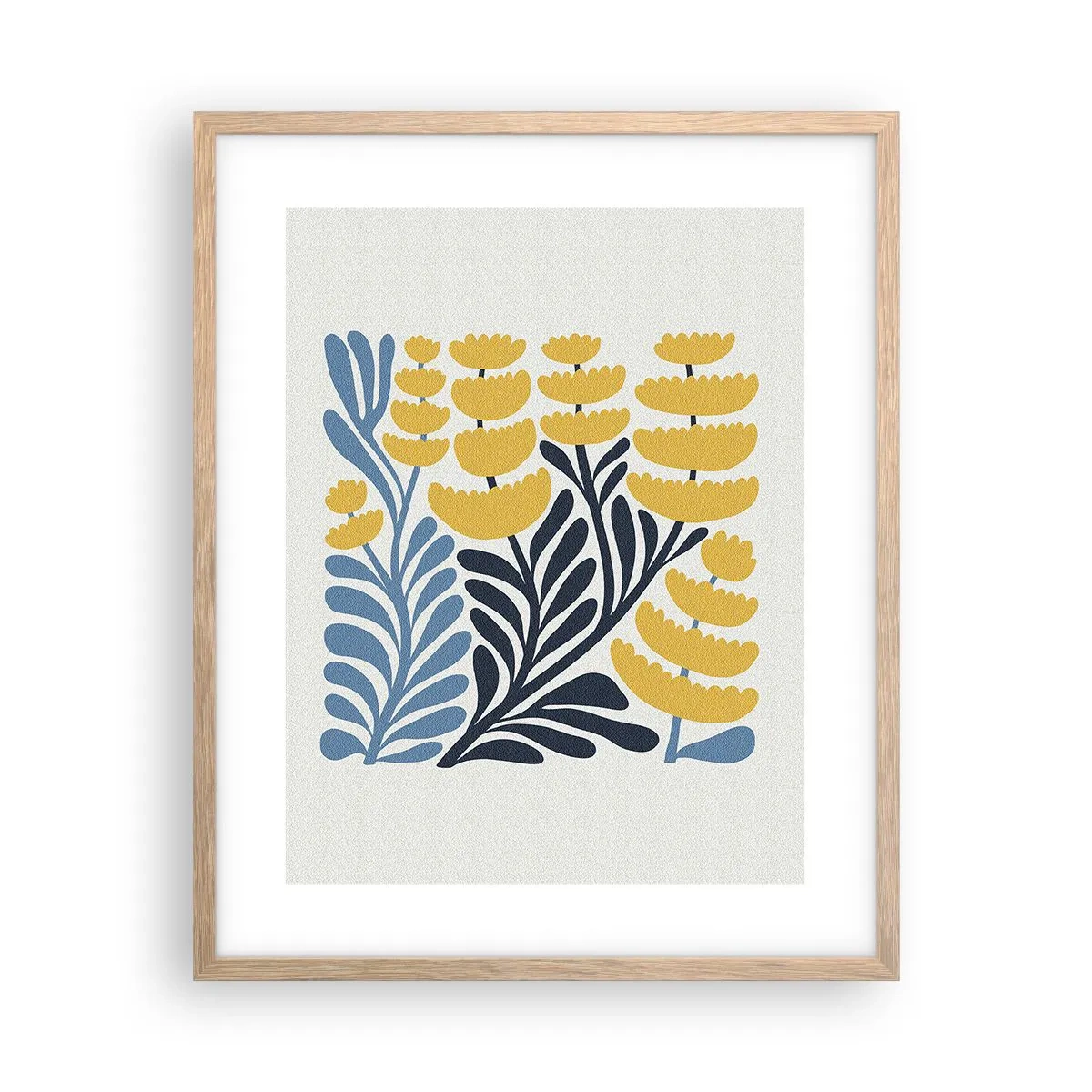 Pôster com moldura de carvalho claro - Canteiro de flores ensolarado - 40x50 cm