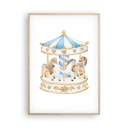 Pôster com moldura de carvalho claro - Doce infância - 70x100 cm