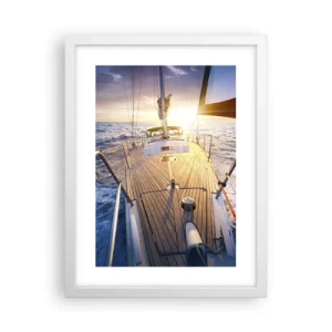 Pôster em moldura branca - Correr sobre as ondas - 30x40 cm