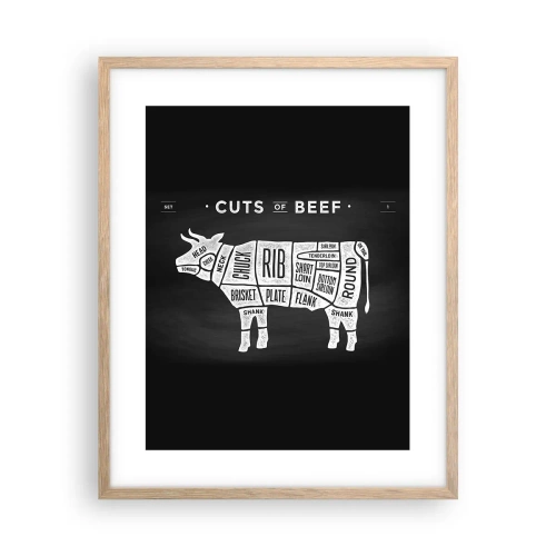 Pôster com moldura de carvalho claro - Cartilha do talhante - 40x50 cm