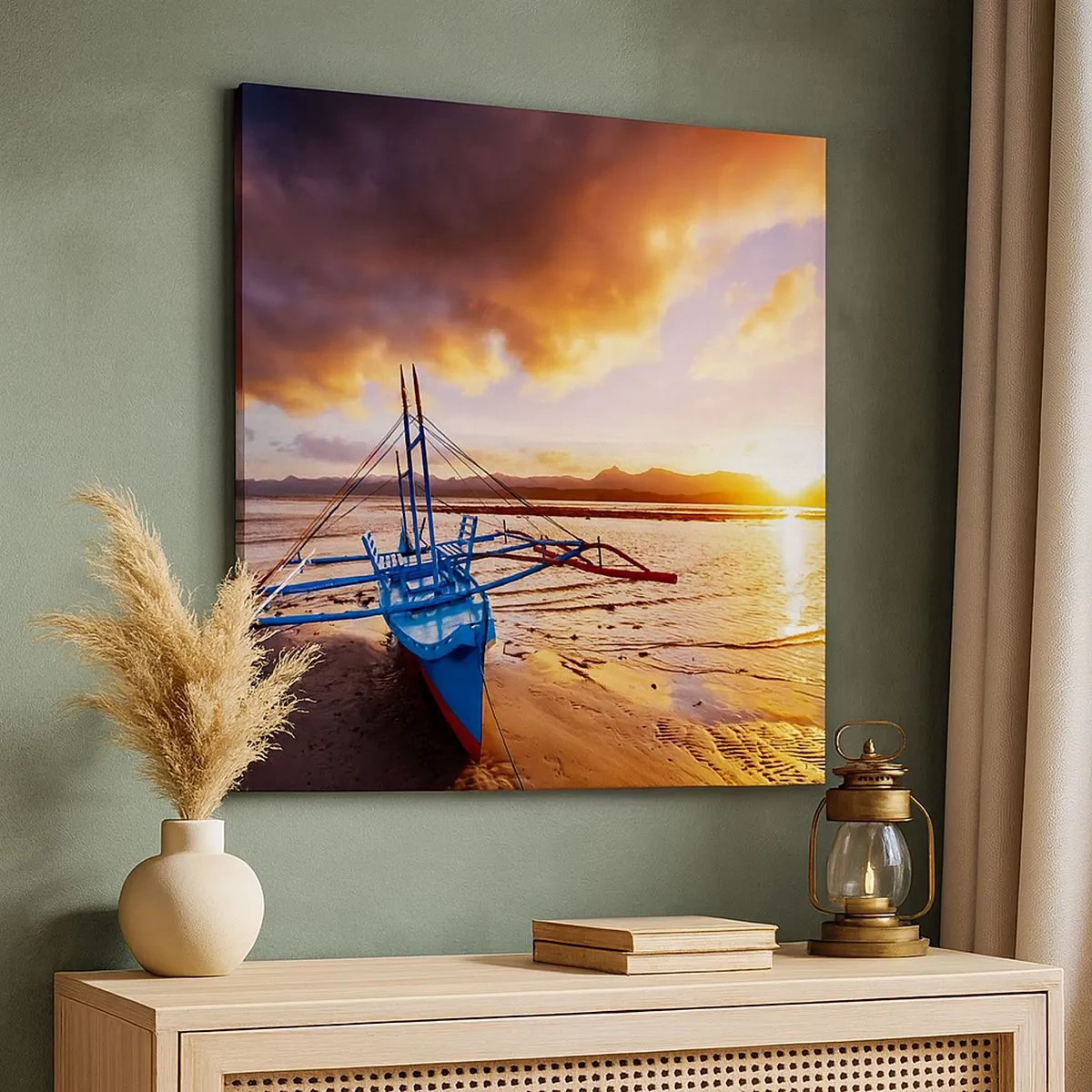 Quadro em tela - Esticar-se na areia após um longo dia - 30x30 cm