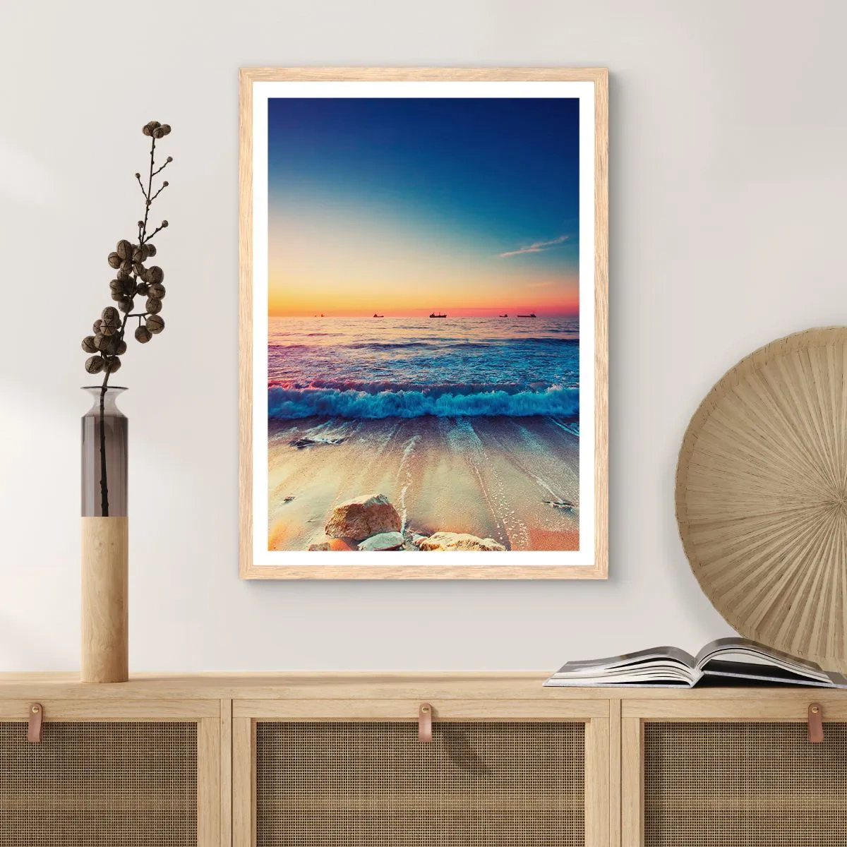 Pôster com moldura de carvalho claro - E além do horizonte? - 40x50 cm