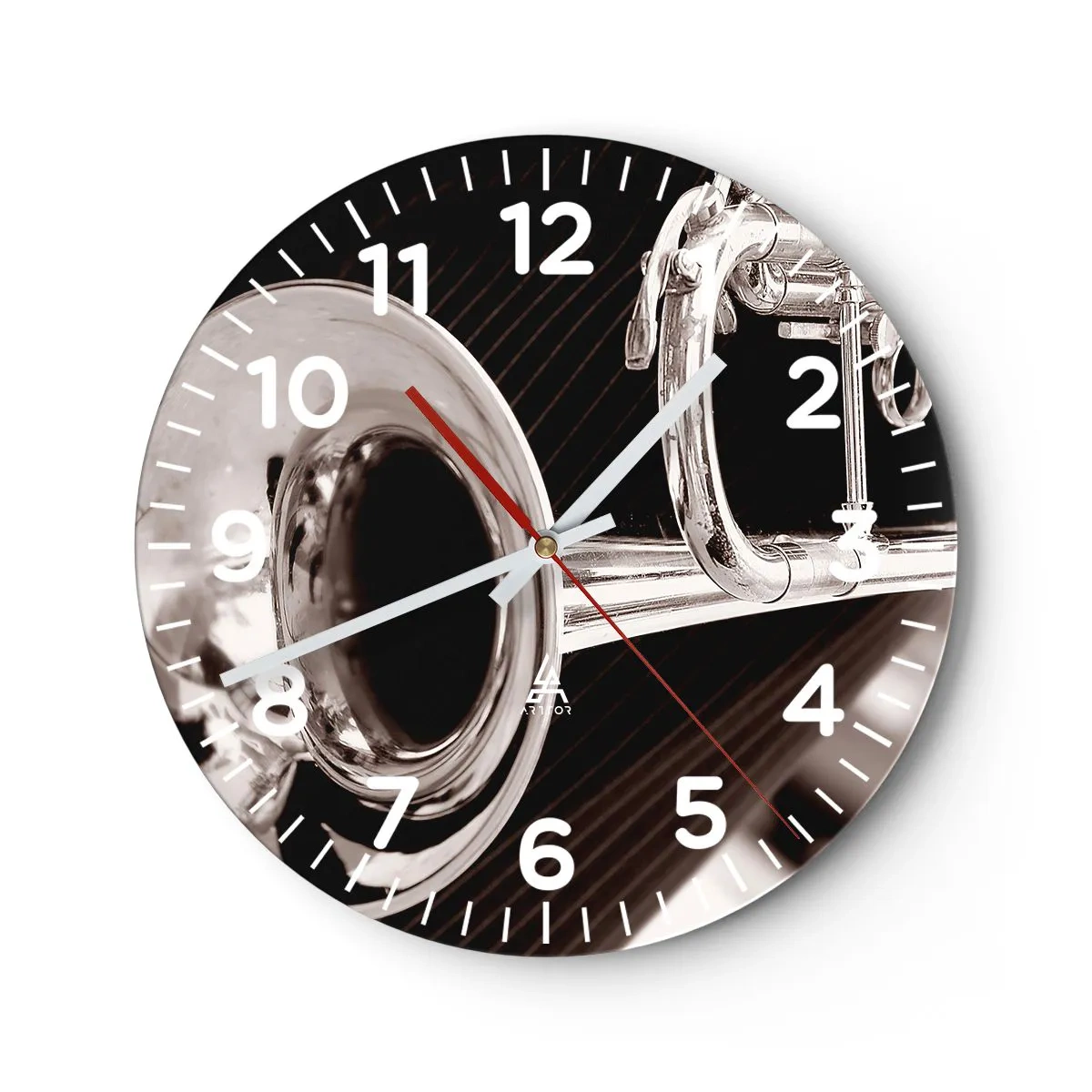 Relógio de parede - Relógio em vidro - Uma viagem musical aos anos 30 - 30x30 cm