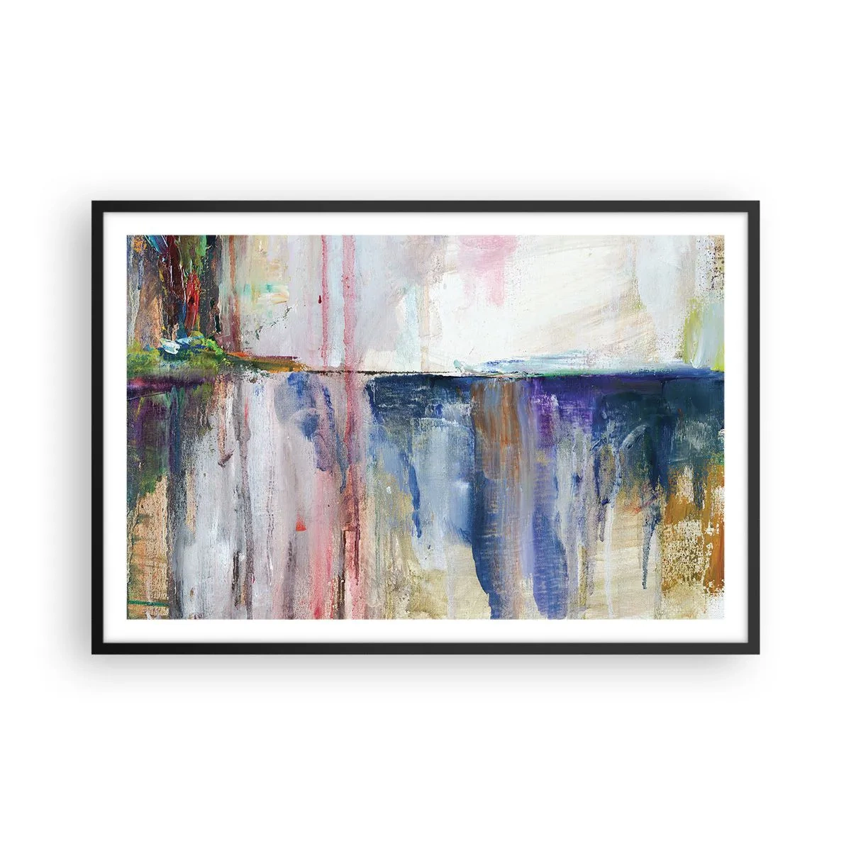 Pôster com moldura preta - Impressões coloridas e associações - 91x61 cm