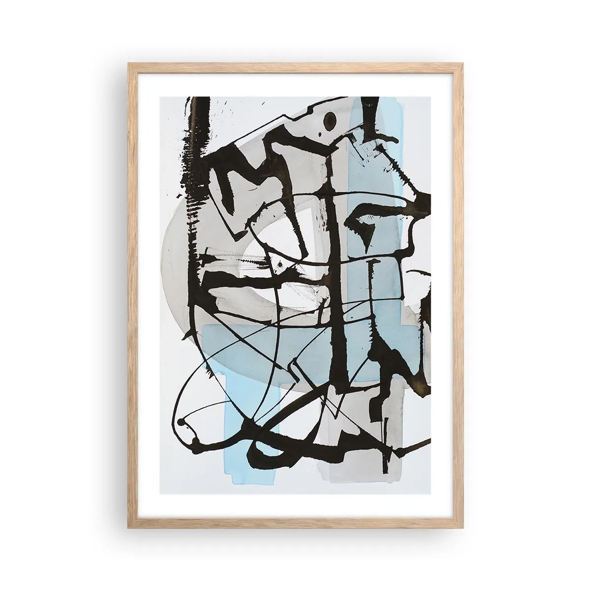 Pôster com moldura de carvalho claro - Azul mesmo assim - 50x70 cm