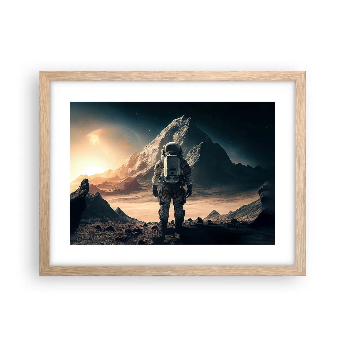 Pôster com moldura de carvalho claro - Novo desafio - 40x30 cm