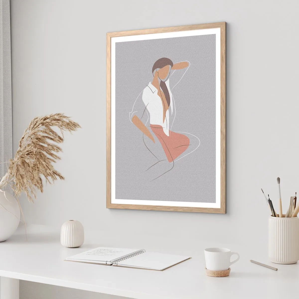 Pôster com moldura de carvalho claro - O esboço do encanto - 61x91 cm