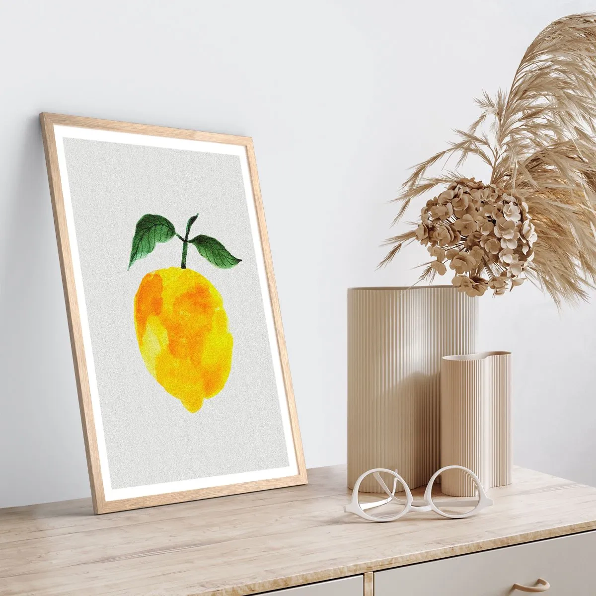 Pôster com moldura de carvalho claro - Como saborear o sol - 70x100 cm