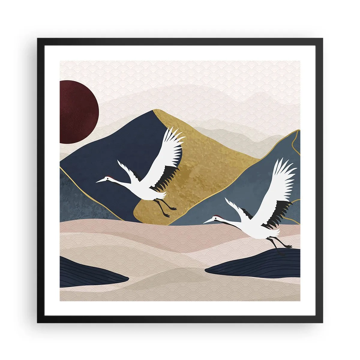 Pôster com moldura preta - E o dia acaba novamente - 60x60 cm