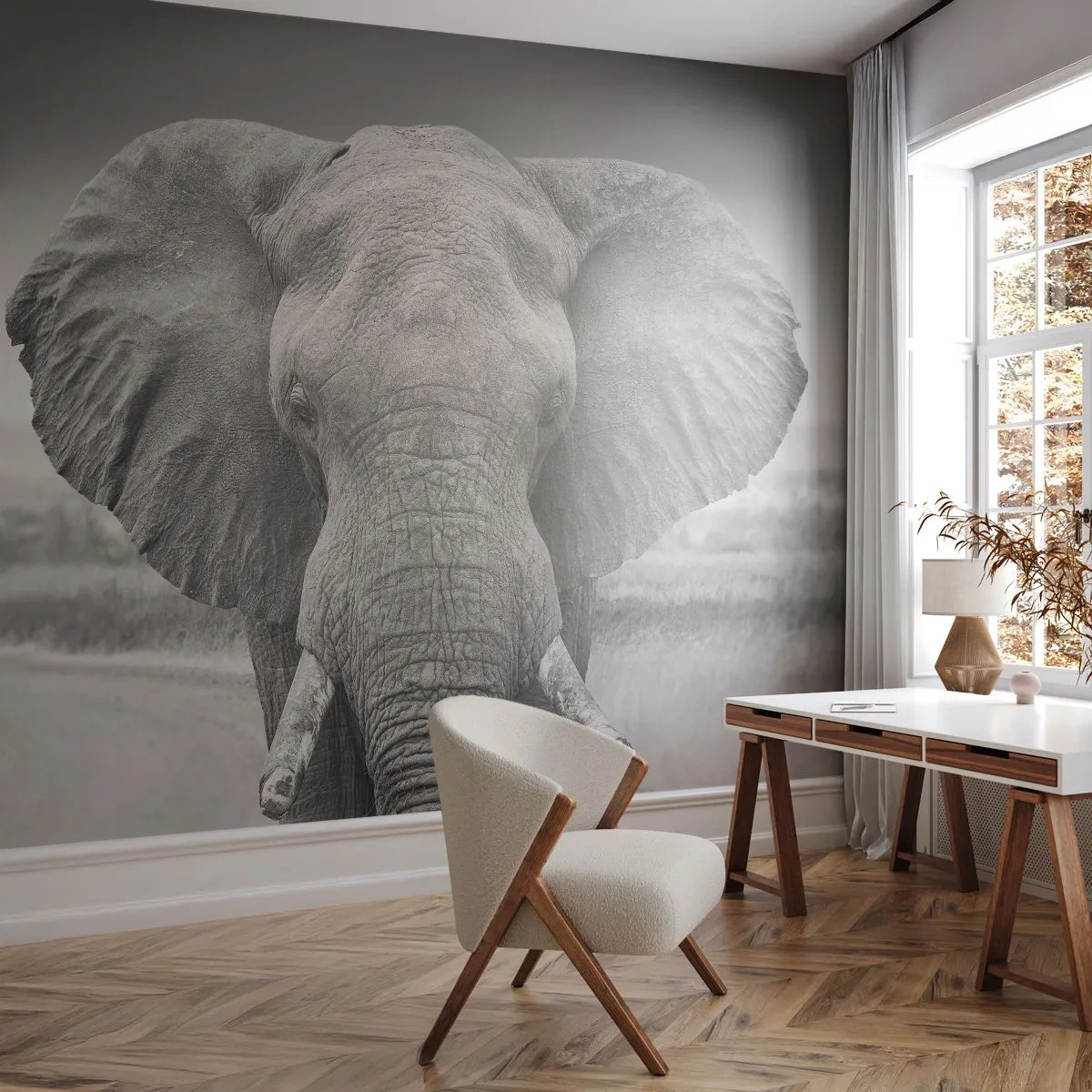 Papel de Parede Premium Canvas - Bem-vindo ao meu mundo - Elefante, África, Animais - 350x256 cm