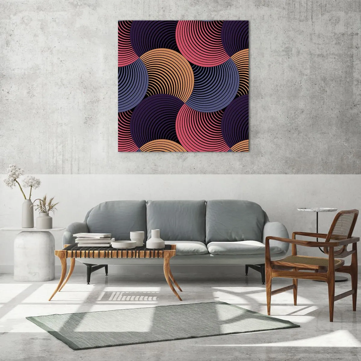Quadro em vidro - Num ritmo circular - 30x30 cm
