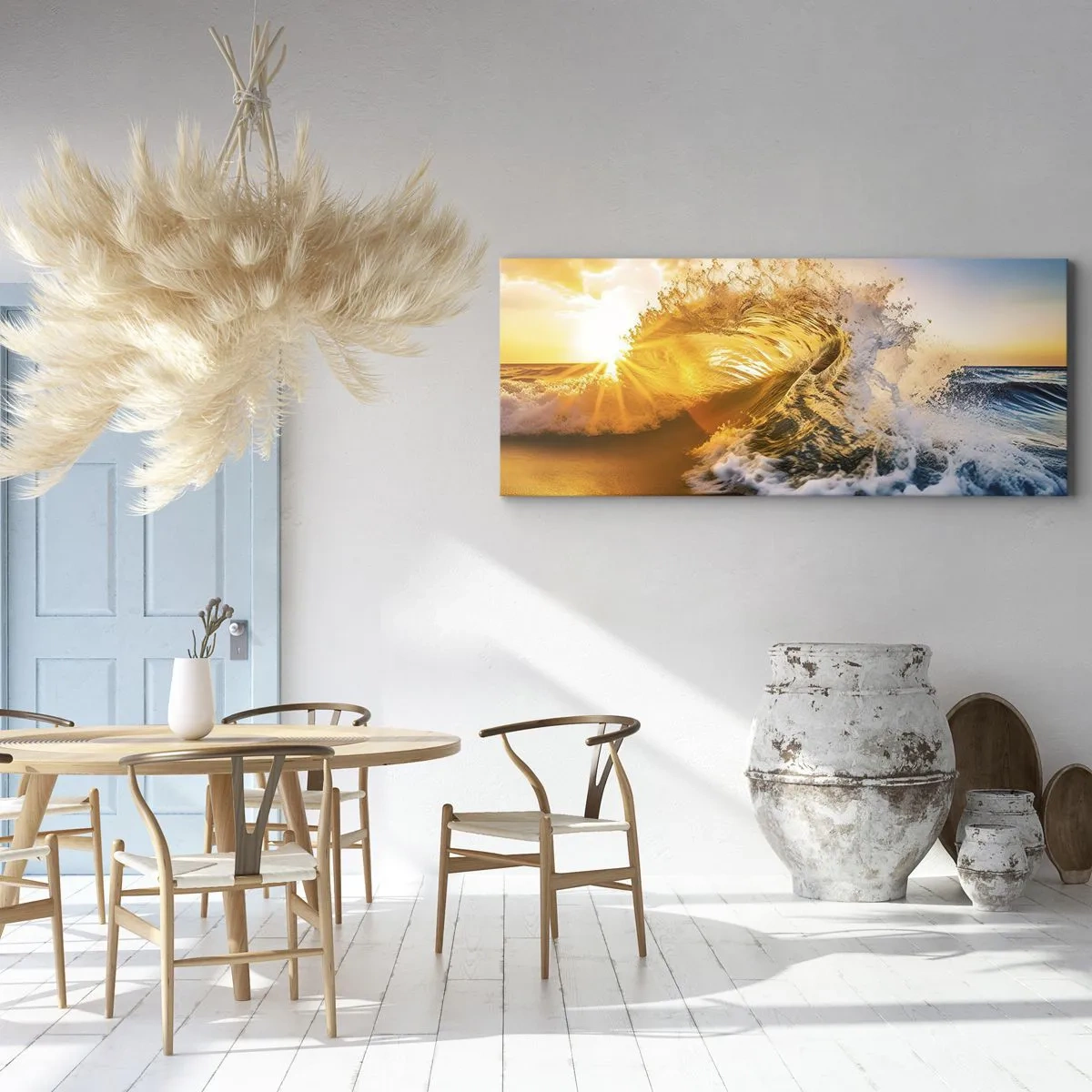 Quadro em tela - Diversão na areia - 160x50 cm