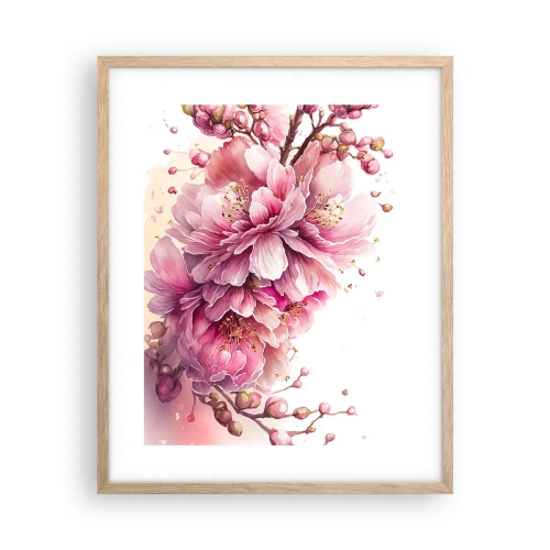 Pôster com moldura de carvalho claro - Flor de cerejeira - 40x50 cm
