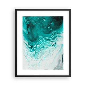 Pôster com moldura preta - Derreter a branco e turquesa - 40x50 cm