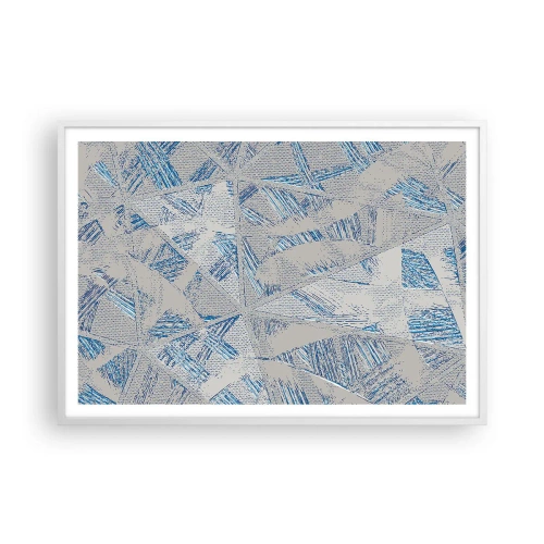 Pôster em moldura branca - Em um labirinto azul e cinza - 100x70 cm