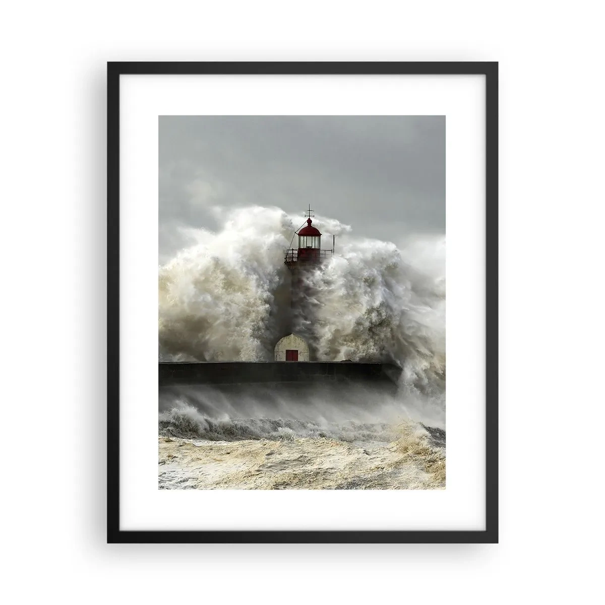 Pôster com moldura preta - A ira do oceano - 40x50 cm