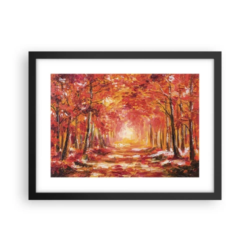 Pôster com moldura preta - Floresta de cobre - 40x30 cm