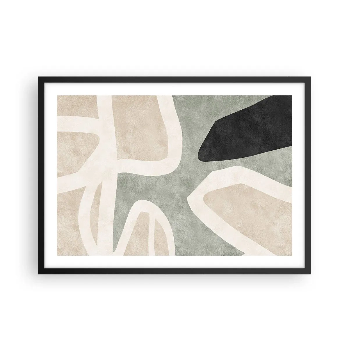 Pôster com moldura preta - Composição com motivo preto - 70x50 cm