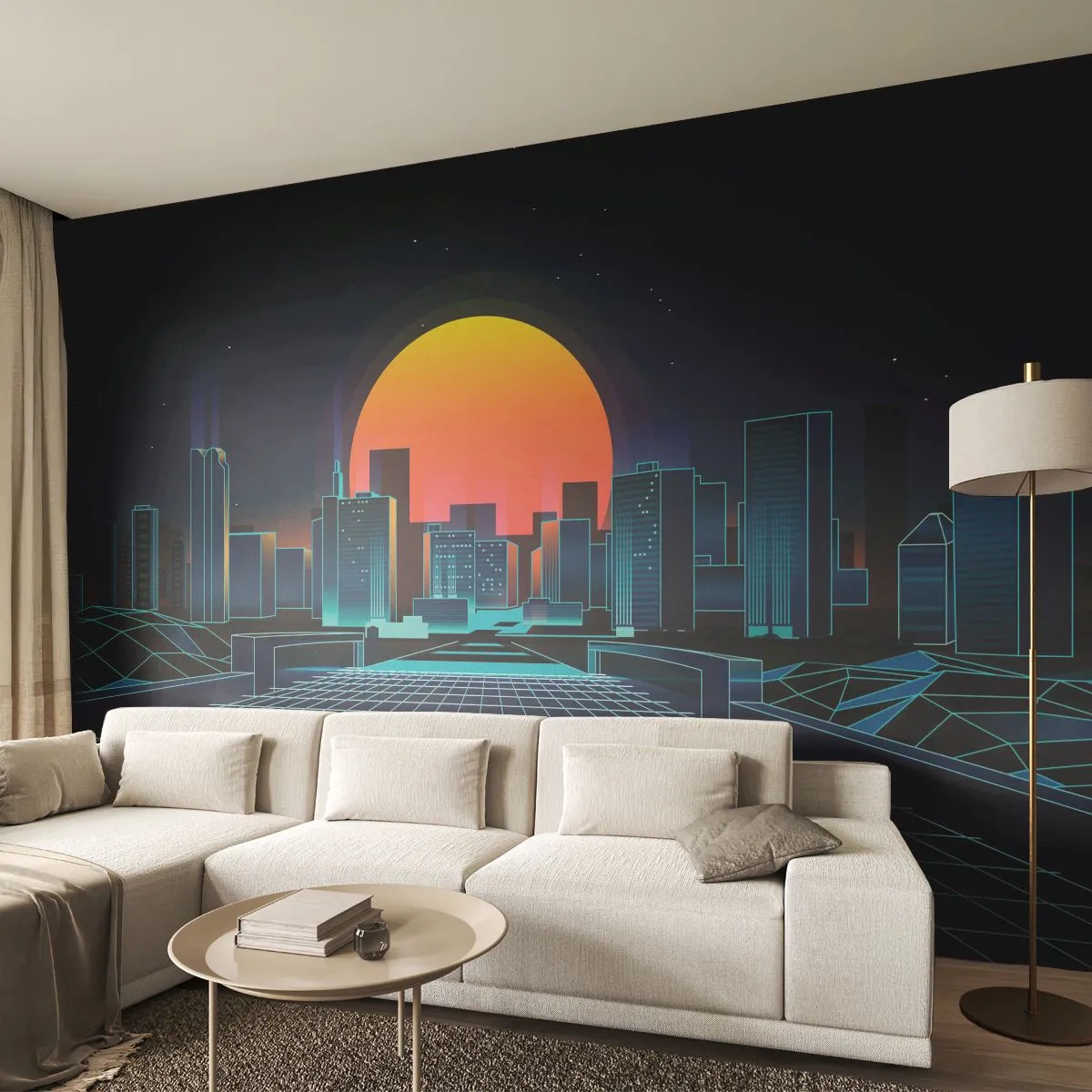 Papel de Parede Premium Sand - Ainda quer ir para o mundo real? - Abstração, Cidade, Sol - 100x70 cm