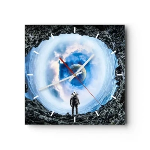 Relógio de parede - Relógio em vidro - Não muito longe de casa - 30x30 cm