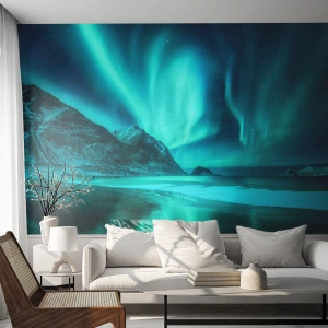 Papel de Parede Premium Canvas - Maravilhas do Norte - Paisagem, Polo Norte, Aurora boreal - 400x280 cm