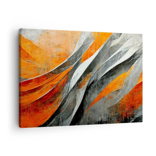 Quadro em tela - Linhas abstratas em tons de laranja e cinza - 70x50cm - Calor e frio - Decoração de parede moderna para a sala de estar e quarto ARTTOR