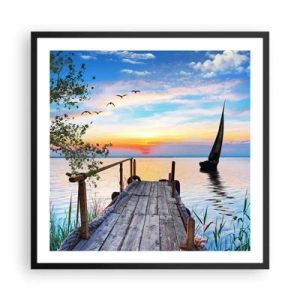 Pôster com moldura preta - Boa noite - 60x60 cm