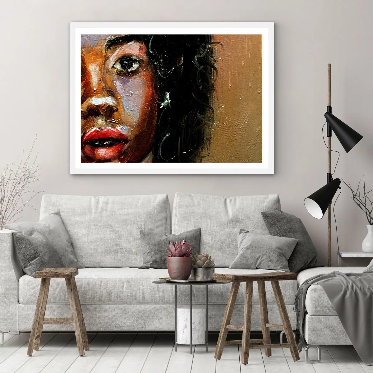 Pôster em moldura branca - Preto e brilho - 91x61 cm