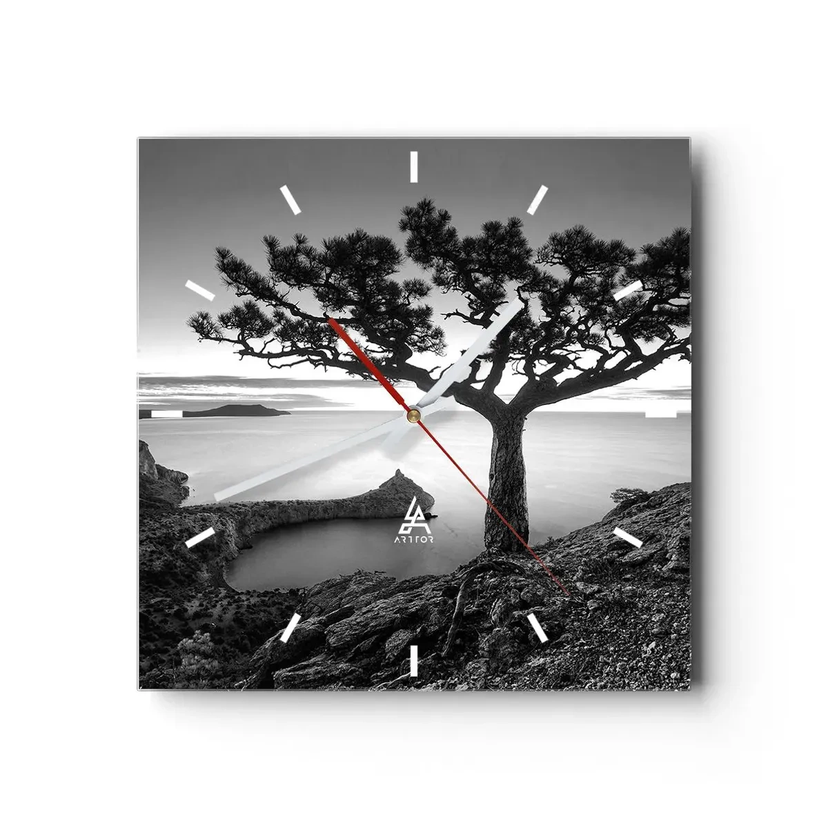 Relógio de parede - Relógio em vidro - Paz até ao horizonte - 30x30 cm