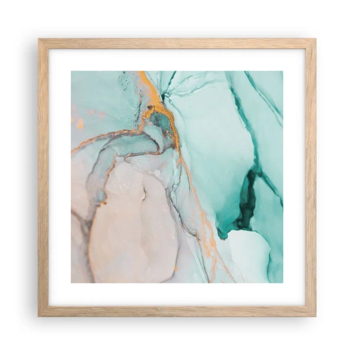 Pôster com moldura de carvalho claro - Dança das formas e cores - 40x40 cm