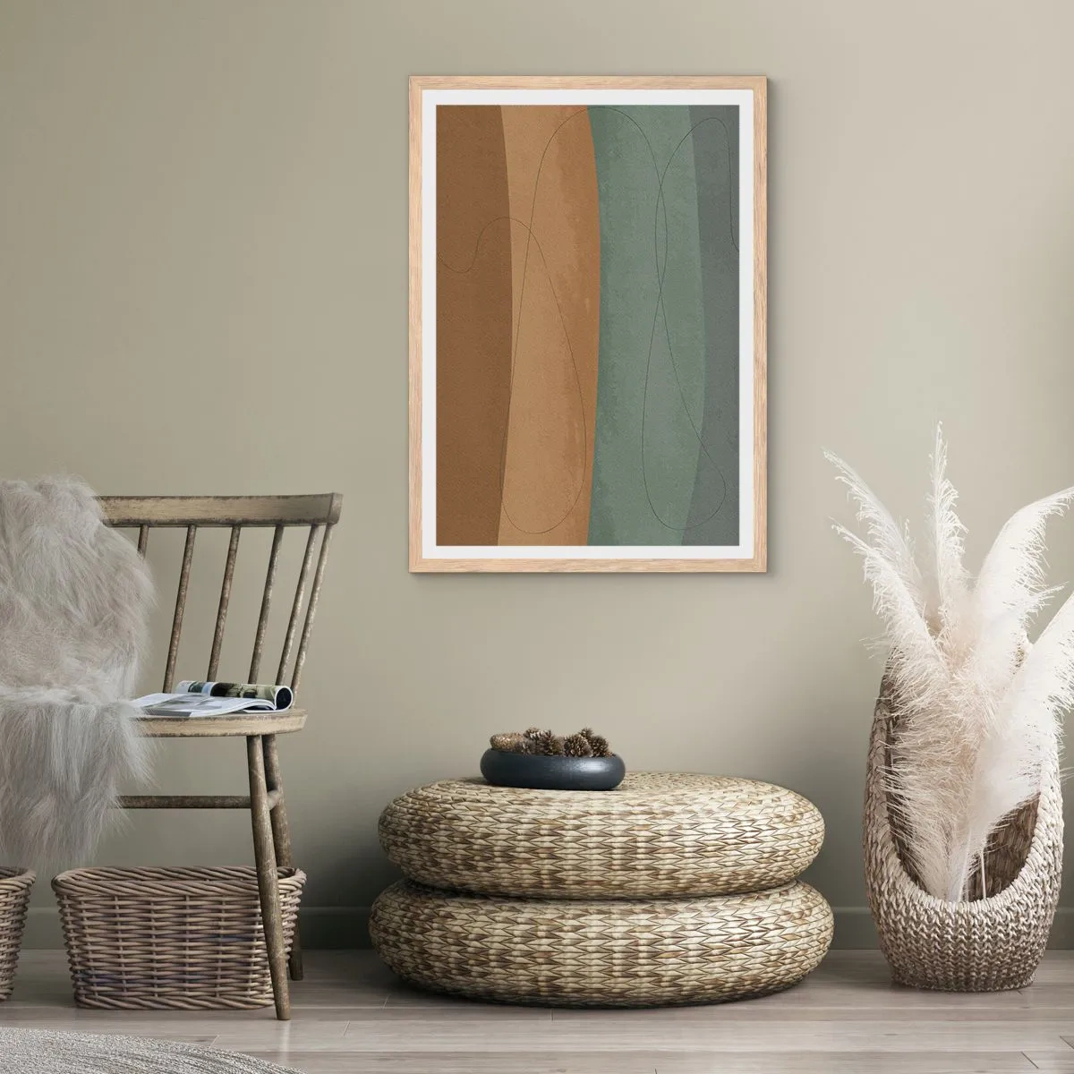 Pôster com moldura de carvalho claro - Composição horizontal - 70x100 cm