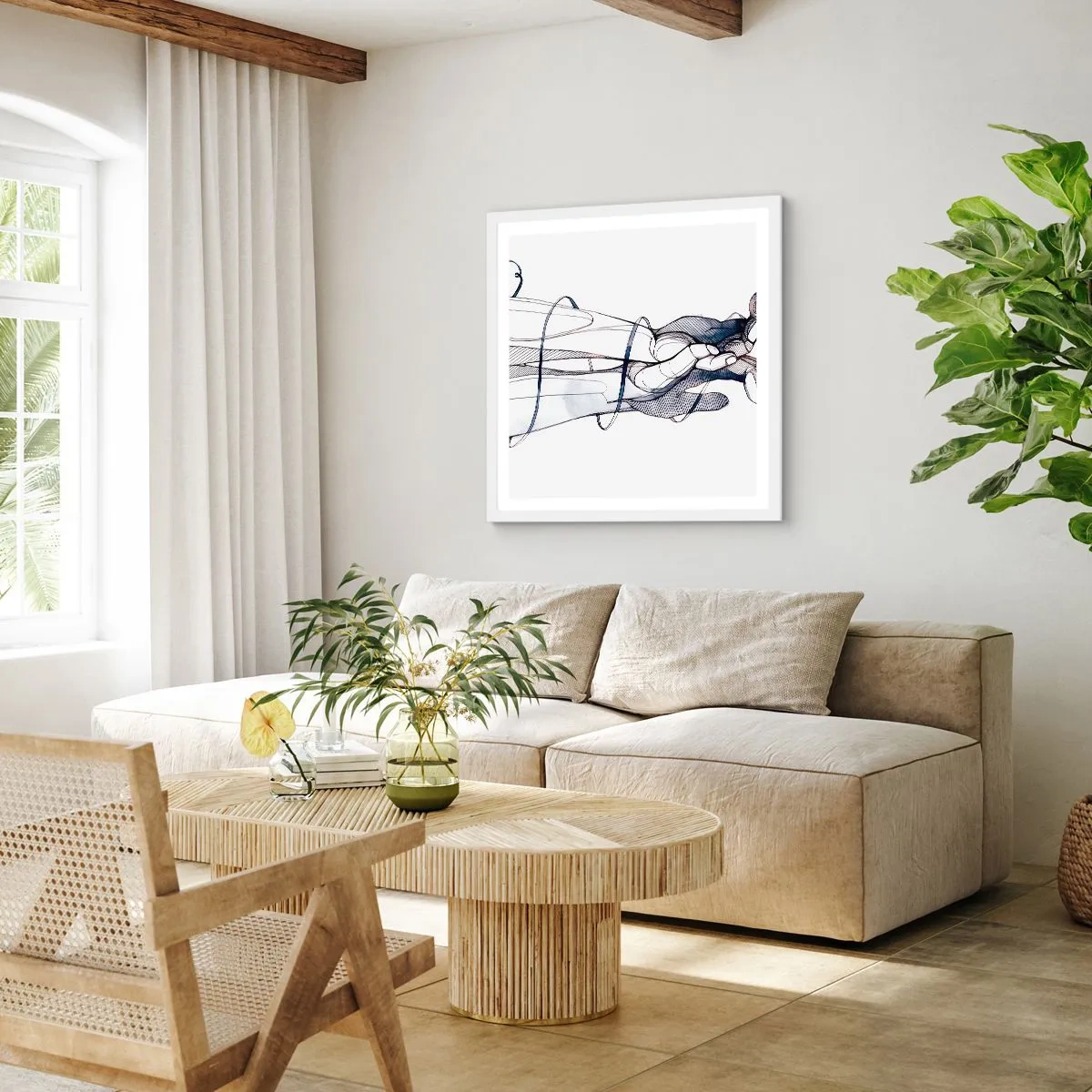 Pôster em moldura branca - Estudo do toque - 40x40 cm